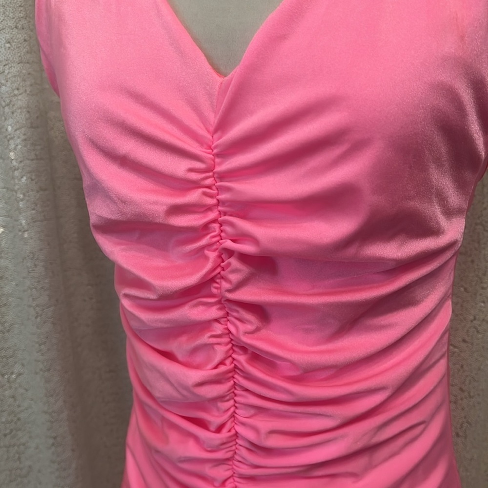 Hot Miami Styles Ruched Pink Mini - Picture 2 of 4